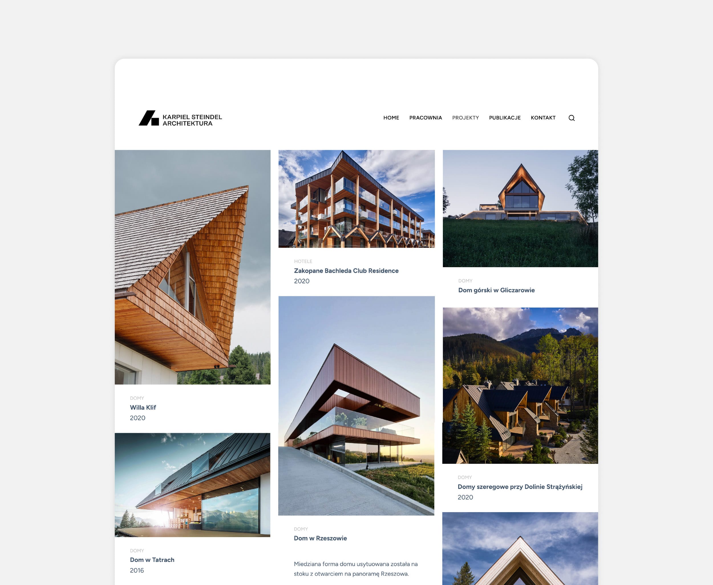 Strona www dla pracowni architektonicznej Karpiel Steindel – widok na desktopie i mobile